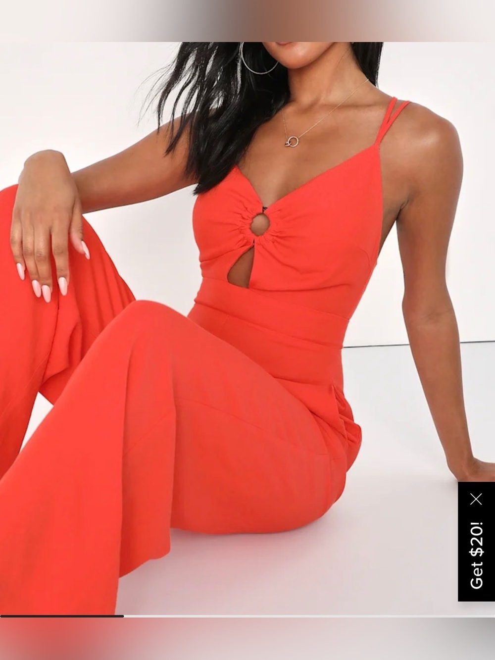 Lulus Sleeveless Red Ring-Front Jumpsuit